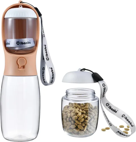 Miniatura 24 de Cibaabo Botella de agua para perros con contenedor de alimentos, cuenco de agua para cachorros de viaje, dispensador portátil para mascotas