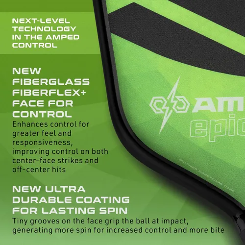 Miniatura 5 de Selkirk Sport Amped Control Pickleball Paddle Precision & Control Fiberglass Pickleball Paddles 16mm X5 Core Made in USA Verde Peso medio