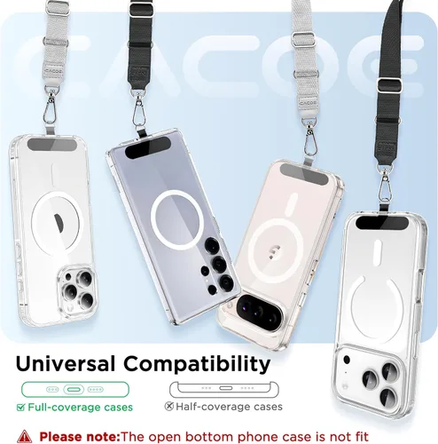 Miniatura 3 de CACOE Paquete de 2 cordones para teléfono, 2 correas ajustables para el cuello, 2 parches, cordones universales multifuncionales compatibles