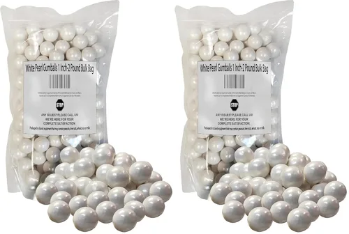 Miniatura 9 de White Pearl Gumballs - Bolsa a granel de 1 pulgada a 2 libras para eventos corporativos y bodas, deliciosas bolas de goma de mascar comestibles