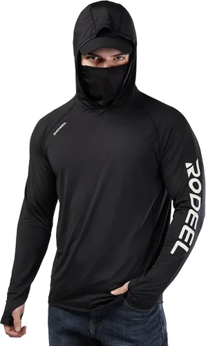 Miniatura 13 de Rodeel - Camisa de pesca para hombre con manga larga, UPF 50+, rendimiento de alto rendimiento para senderismo, con máscara, protección UV