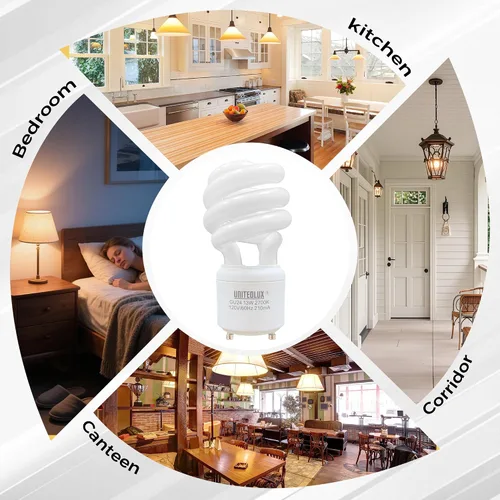 Miniatura 3 de 13 vatios T2 espiral CFL GU24 base de bombilla de luz de 2 clavijas 2700 K 900 lm 120 V 60 Hz Bombilla de Luz - Mini espiral de bloqueo giratorio