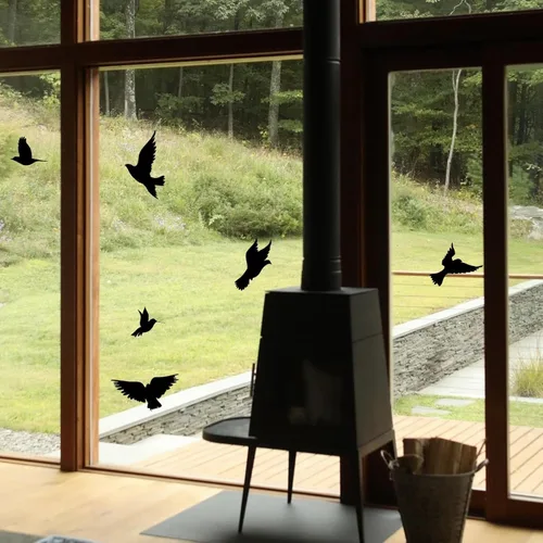 Miniatura 7 de Adhesivos para ventanas con forma de pájaro negro grande anticolisión, evita golpes de pájaros, salva, protege a los pájaros, calcomanías de ventana