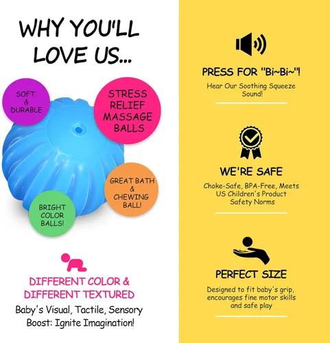 Miniatura 6 de Juguetes Multisensoriales con Textura para Bebés Conjunto de Regalo de Pelotas de Masaje sin BPA para Niños Pequeños de 1-3 Años Pelotas Suaves