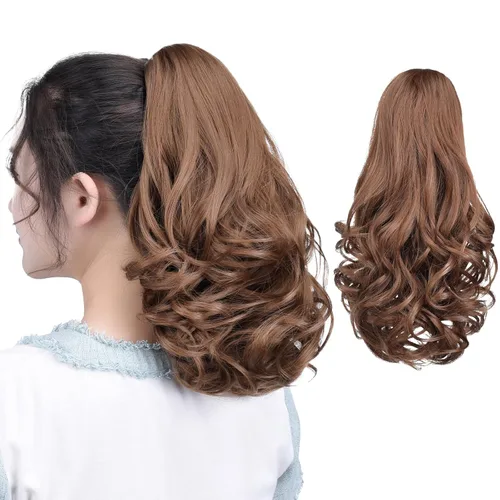 Miniatura 335 de Extensiones de cola de caballo de cabello rubio, extensiones de cola de caballo para mujer, pinza de extensiones de cabello rizado de 12 pulgadas