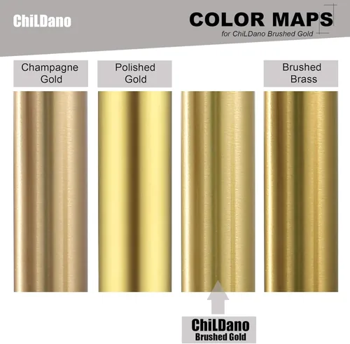 Miniatura 7 de ChiLDano Grifo de baño de oro cepillado, grifo de lavabo de baño extendido de 8 pulgadas de 3 orificios con desagüe y manguera, grifo de baño dorado
