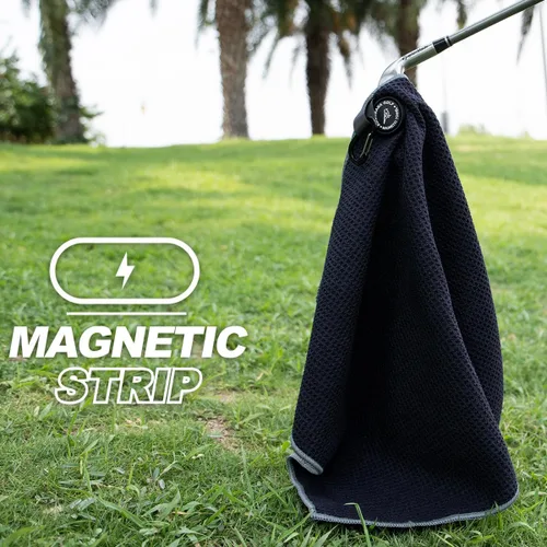 Miniatura 2 de Toalla de golf magnética, diseño de gofre de microfibra con clip, imán de fuerza industrial para un fuerte agarre a bolsas de golf, carritos y palos