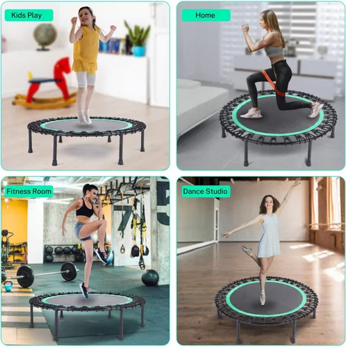 Miniatura 4 de 40" Mini Trampoline for Adults, Heavy-Duty Rebounder Trampoline with 30 Bungees - Silent Indoor Exercise Trampoline for Adults, Small Trampoline for
