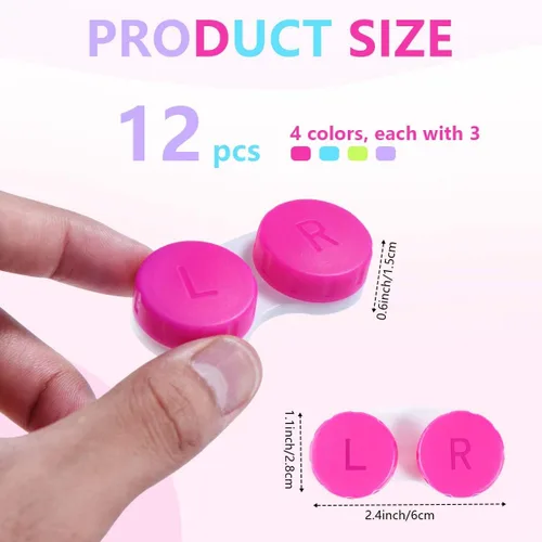 Miniatura 2 de KISEER Paquete de 12 cajas coloridas para lentes de contacto Kit de almacenamiento en remojo