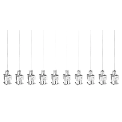 HARFINGTON 10 agujas dispensadoras de acero inoxidable calibre 27, 1 1/2 pulgadas, tubo de aguja de pegamento de metal, puntas romas, Luer Lock para