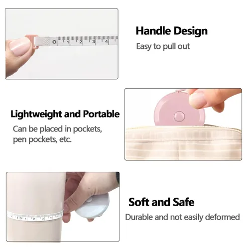 Miniatura 5 de Paquete de 3 cintas métricas retráctiles para cuerpo, 60 pulgadas, 4.9 ft, regla flexible de doble cara para manualidades, tela, costura, sastre