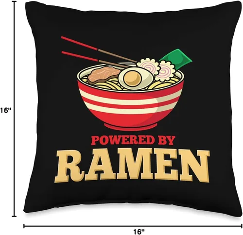 Miniatura 4 de Alimentado por ramen japonés fideos fideos impulsado por Ramen Japanese Anime Fideos, almohada de 15.7 x 15.7 in, multicolor