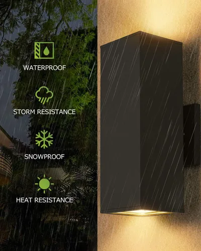 Miniatura 3 de harriet Luces de porche modernas para exteriores, cubierta de aluminio impermeable IP64 y vidrio templado, aplique de pared rectangular arriba/abajo