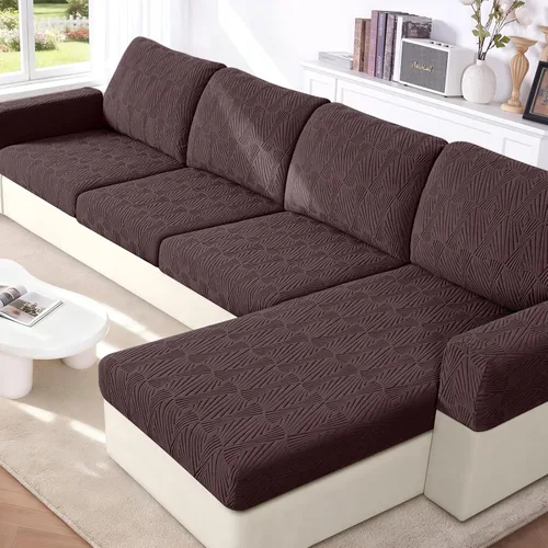 Miniatura 8 de VANSOFY Fundas de cojín para sofá seccional, Fundas de cojín de sofá de jacquard elásticas, Fundas protectoras lavables para muebles de sofá
