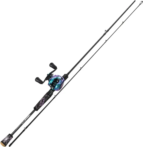 Miniatura 2 de One Bass Combo de Caña de Pescar y Carrete, Carrete de Pesca Colorido, Caña de Pescar Giratoria y de Cebo con Mango de SuperPolímero