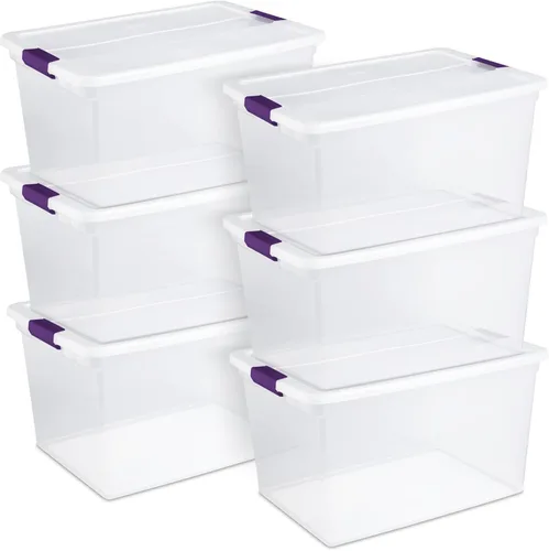 Miniatura 18 de Sterilite ClearView - Paquete de 12 cajas de pestillo de 6 cuartos de galón, contenedores organizadores apilables con tapas de pestillo