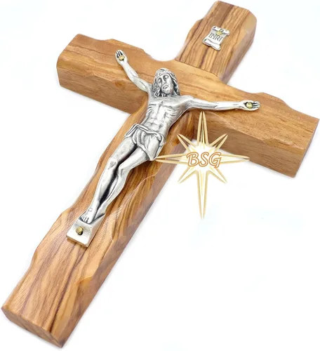 Miniatura 6 de Dacaret Factory Crucifijo de pared, cruz de madera de olivo, cruz católica de madera para nuevo hogar, regalo religioso, regalos de Navidad