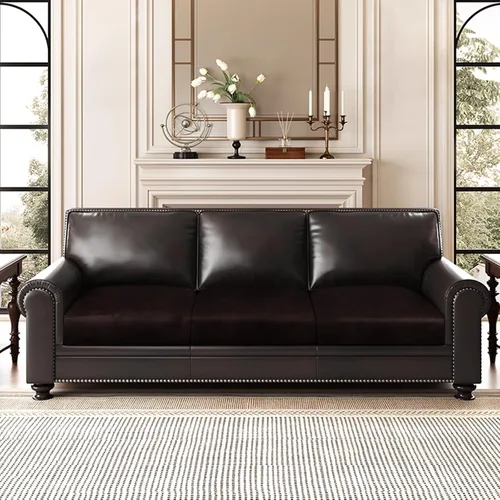 Miniatura 2 de ANARACHON Fundas de cojín de sofá con aspecto de cuero, juego de fundas de asiento de sofá, protector de muebles para sillón seccional, sofá biplaza