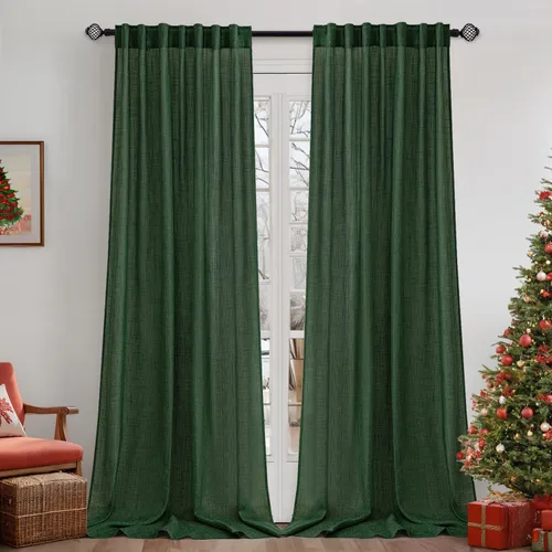 Miniatura 8 de MIULEE Cortinas de lino de 96 pulgadas de largo para sala de estar, 2 paneles, naranja quemado oxidado, bolsillo para cortinero, pestaña trasera
