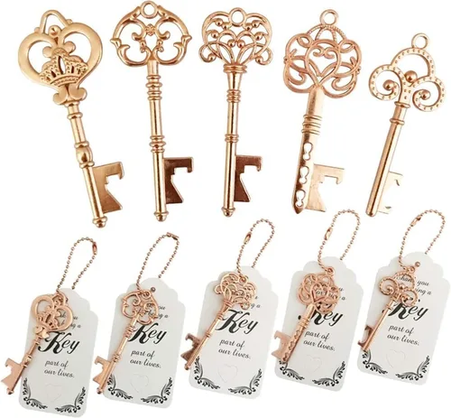 Miniatura 2 de 50 unidades de abrebotellas con llave, regalos de fiesta de despedida de soltera con etiqueta de tarjeta de agradecimiento y cadenas, recuerdos