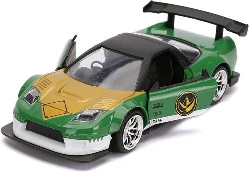 Jada Toys Power Rangers 1:32 Green Ranger 2002 Honda NSX Type-R - Coches fundidos a presión, juguetes para niños y adultos