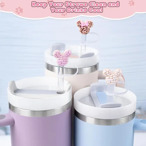 Miniatura 5 de 9 cubiertas de pajita para vaso Stanley Tumbler de 30 oz / 40 oz, tapas de pajita a prueba de fugas de 10 mm de silicona, lindas cubiertas
