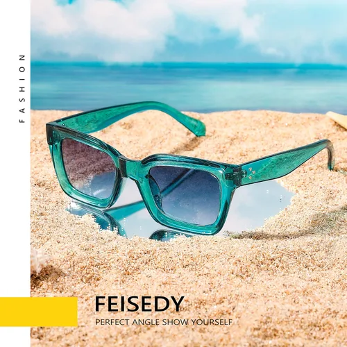 Miniatura 5 de FEISEDY Gafas de sol clásicas para mujer, gafas de sol cuadradas gruesas, marco grueso, UV400 B2471