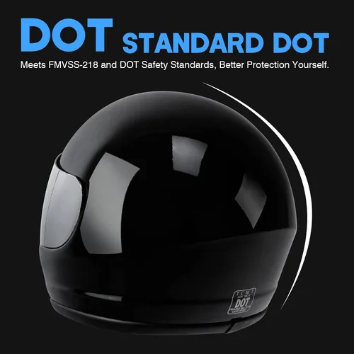 Miniatura 4 de SLMOTO - Casco de motocicleta aprobado por el DOT, con visera de espejo brillante en acabado negro, protección completa para la cara, con protector