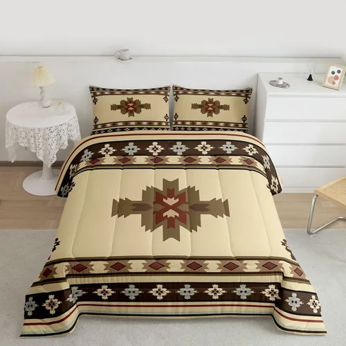 Miniatura 43 de Feelyou Juego de edredón geométrico del suroeste para niños y niñas, edredón nativo del suroeste, tamaño individual, juego de ropa de cama