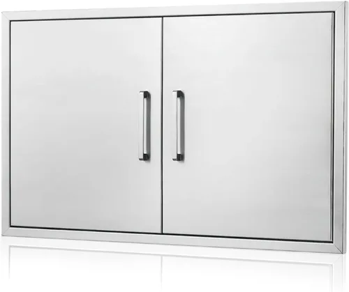 Miniatura 10 de Puerta de cocina para exteriores, 18 pulgadas de ancho x 21 pulgadas de alto, panel de puerta de doble pared de acero inoxidable, parrilla de una
