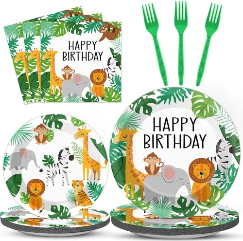 Miniatura 6 de 96 piezas de decoración de fiesta de cumpleaños de dona para el cuarto cumpleaños para 24 invitados Cuatro dulces platos de papel de dona