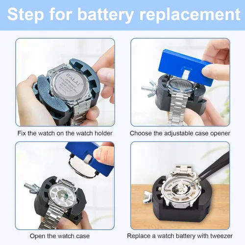 Miniatura 2 de EasyTime Kit de reparación de reloj kit de herramientas de repuesto de batería de reloj profesional, adecuado para la extracción de la parte trasera