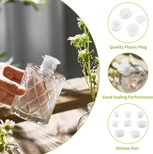 Miniatura 4 de Tapones para salero, 152 tapones de plástico para salero, tapones transparentes para salero y pimentero, tapa de extremo redondo, repuesto