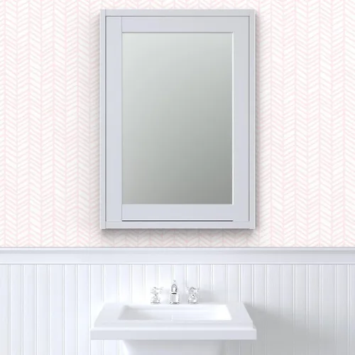 Miniatura 9 de Papel tapiz autoadhesivo para despegar y pegar, papel tapiz extraíble de color rosa pastel y blanco con diseño de espiga para bebé niña Spoonflower