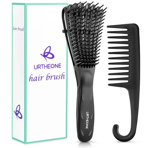 Miniatura 10 de Cepillo desenredante para el cabello, cepillo desenredante para adultos y niños, juego de peines para cabello rizado, ondulado y con bucles