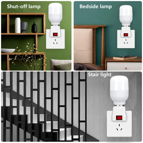 Miniatura 7 de Adaptador de extensión de enchufe E26/E27 con interruptor, enchufe de luz enchufable, convierte la toma de corriente a enchufe de bombilla