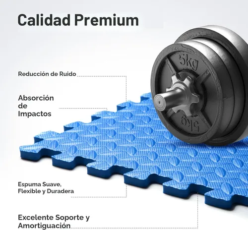 Miniatura 3 de Tapete de espuma EVA, estilo rompecabezas, baldosas conectables, para equipo de entrenamiento en casa y áreas de juego infantil, 24 x 24 x ½ Azul