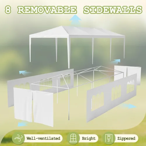 Miniatura 7 de Homall Tienda de campaña para fiesta de gazebo de 10 x 30 pies, toldo impermeable para exteriores con paredes laterales extraíbles, para bodas