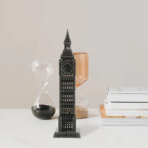 Miniatura 3 de Big Ben Modelo 7.08 pulgadas Aleación Escritorio Arquitectura Escultura Hecho a Mano Vintage Hito Ornamento para el Hogar Oficina Cafetería