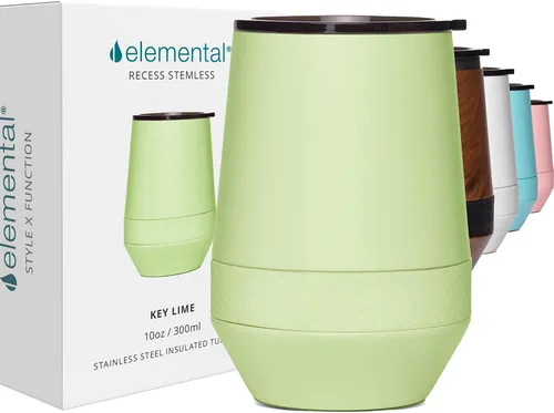 Miniatura 12 de Elemental Vaso de Vino Recess - Taza de Café de Acero Inoxidable con Triple Pared Aislante para Bebidas Calientes y Frías - Taza Portátil con Tapa