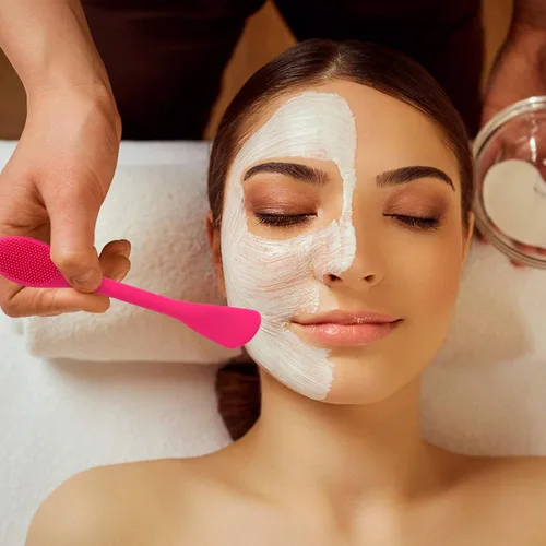 Miniatura 6 de Minkissy Cepillo masajeador limpiador facial de silicona, 2 piezas, con espátula facial de doble cara para limpieza exfoliante