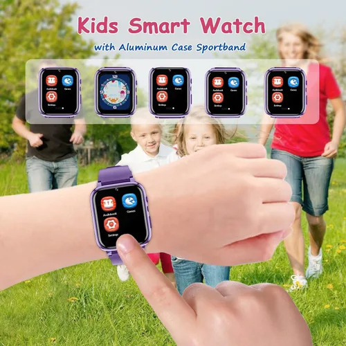 Miniatura 2 de Goodatech Reloj inteligente de 1.69 pulgadas para niños de 4 a 12 años, 26 juegos de rompecabezas, cámara HD, reproductor de música de video