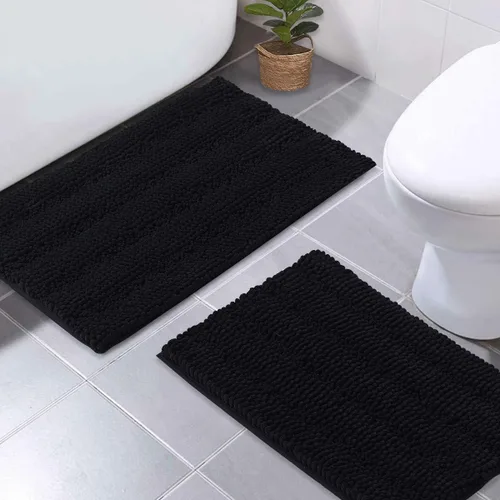 Miniatura 25 de NICETOWN Tapete negro para baño, antideslizante, suave, absorbente de agua, tapete de bajo perfil para entrada, tapete para vestíbulo, puerta