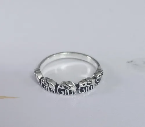 Miniatura 6 de Oxidized Eternity Elephant Animal Ring New 925 Sterling Silver Band