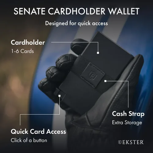 Miniatura 2 de Ekster Senate - Cartera de cuero para tarjetas - Bloqueo RFID - Acceso rápido a la tarjeta, negro (Nappa Black), Moderno