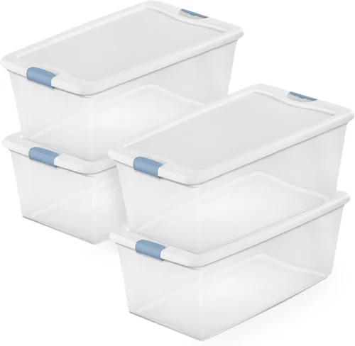 Miniatura 20 de Sterilite - Paquete de 12 contenedores apilables con pestillo, contenedores de almacenamiento bajo la cama con tapas, plástico transparente, 15