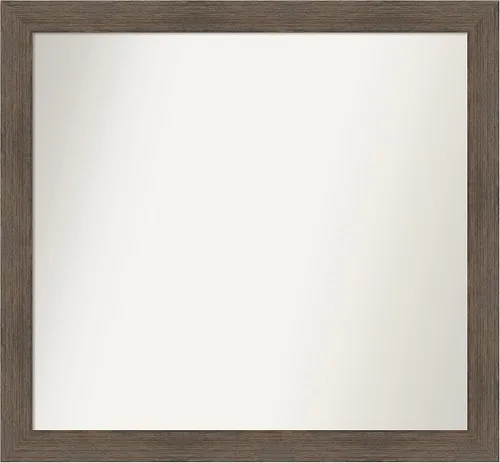 Miniatura 117 de Amanti Art Espejo de pared personalizado no biselado (24 x 27 pulgadas), marco estrecho de nogal chipre - varios tamaños personalizados - Espejo