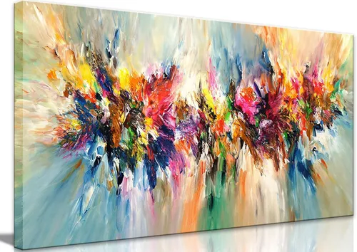 Arte de pared de lienzo abstracto colorido enmarcado grande, pósters de flores, impresiones, cuadros, decoración de pared, pinturas modernas,