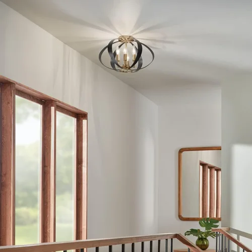 Miniatura 2 de Kichler Cecil 52588CPZ - Lámpara ovalada empotrada de 4 luces, de mediados de siglo en bronce champán para pasillo, entrada o pequeña sala de estar