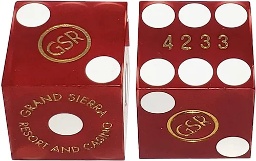 Miniatura 37 de Cyber-Deals Amplia selección de dados de 0.748 in pares de dados auténticos Nevada Casino TablePlayed dados Harveys Lake Tahoe púrpura pulido